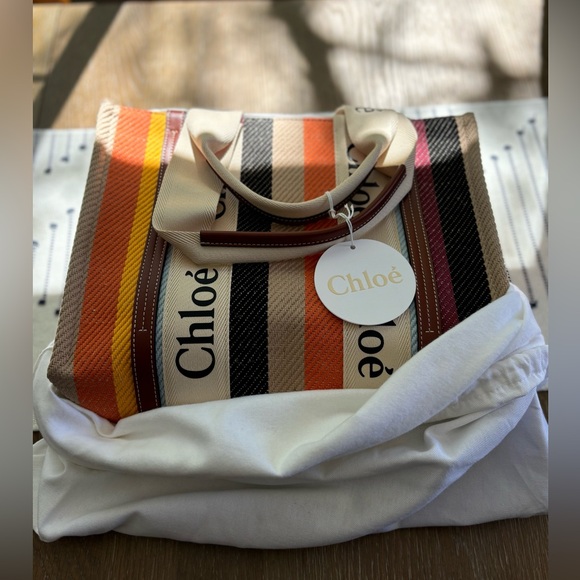 Chloe Medium Woody Striped Tote brand new never used. - Picture 1 of 12